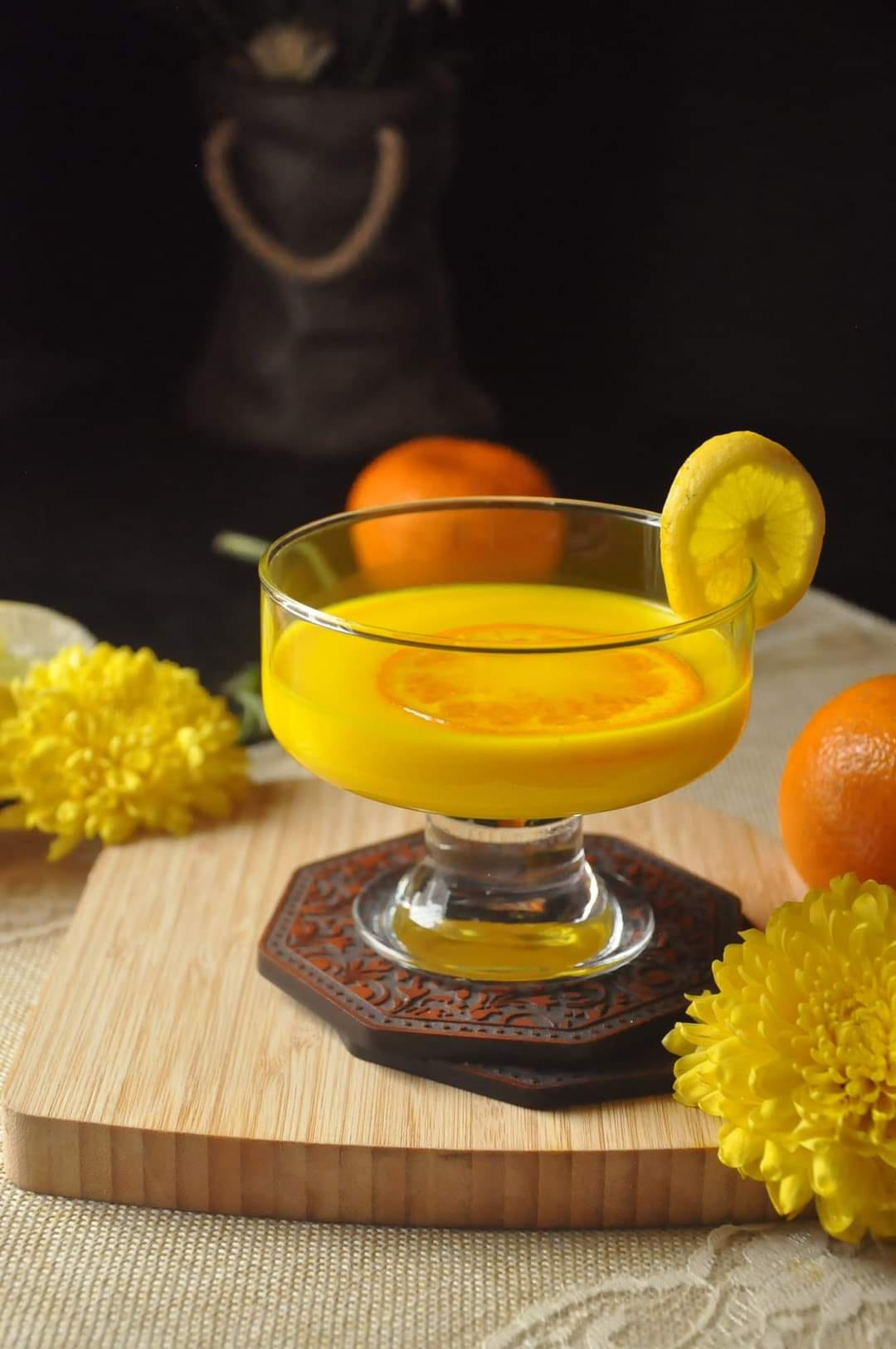 Orange jelly in glass